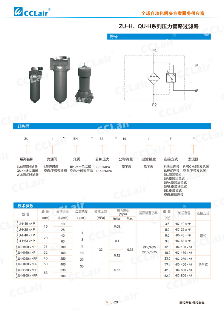 ZU-H、QU-H系列壓力管路過濾器-1